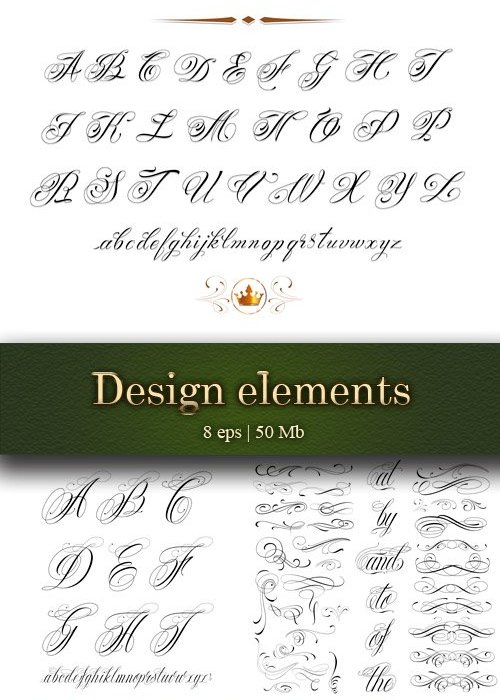 Набор элементов дизайна и фигурный буквы, винтажный алфавит