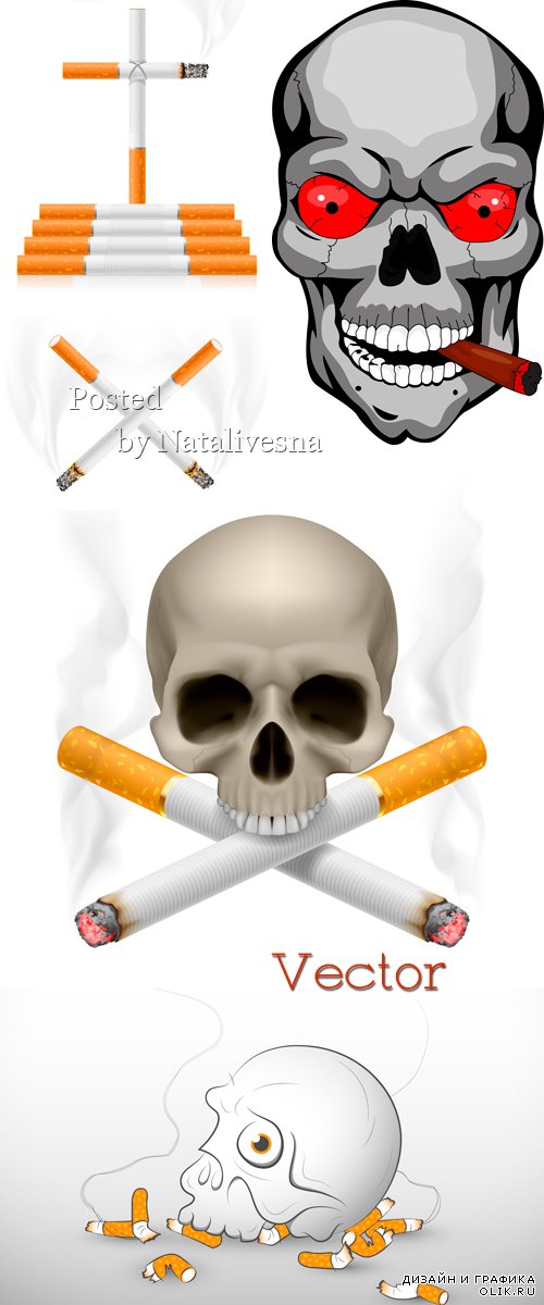 Сигареты и черепа  в  Векторе