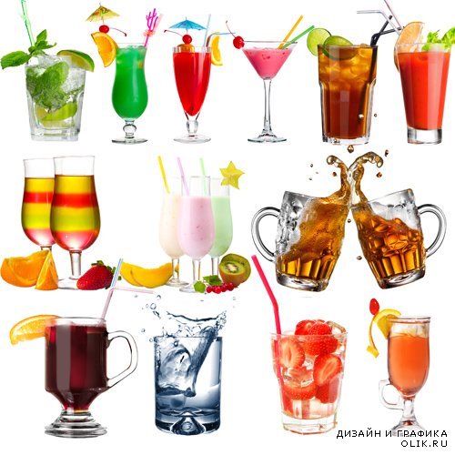 Клипарт - Летние напитки и коктейли