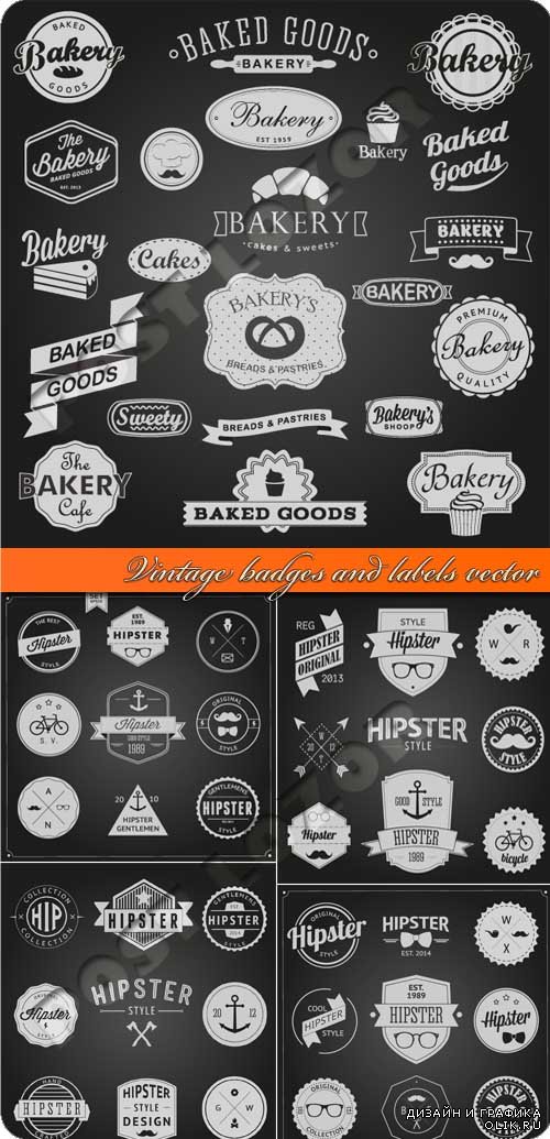 Винтажные значки и наклейки | Vintage badges and labels vector