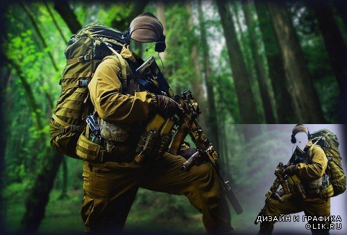 Многослойный костюм psd - Лесной снайпер