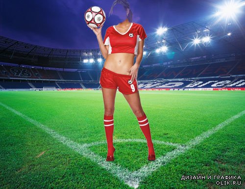 PSD шаблон для девушек - Футболистка в форме
