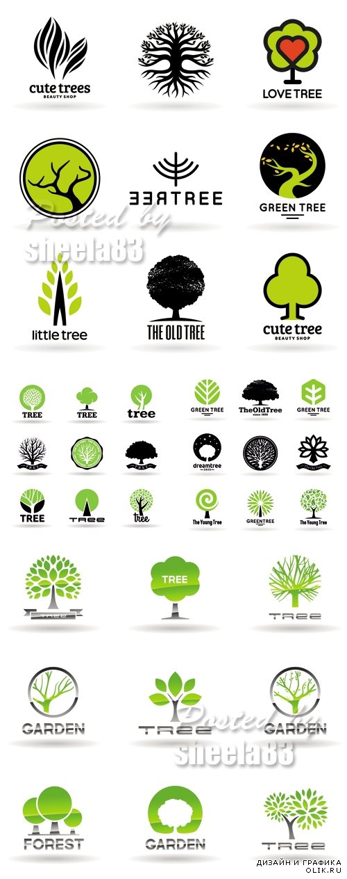 Various Trees Icons Vector