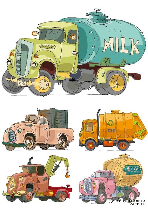 Vector Different Cartoon Trucks