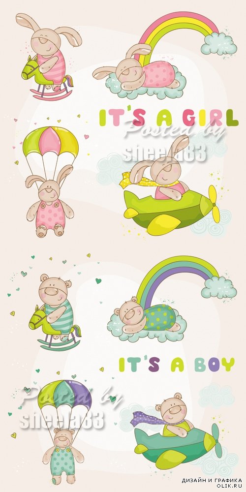Baby Arrival Cards Vector