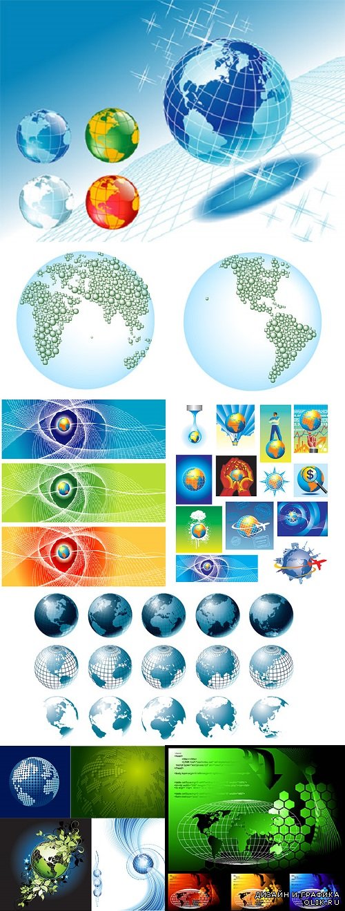 Vector Globes Infographic Scheme