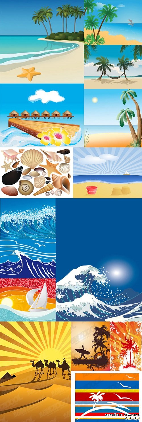 Vector Sea and Summer Pictures for Design