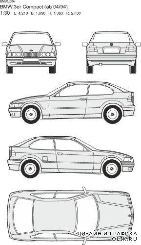 Автомобили BMW - векторные отрисовки в масштабе