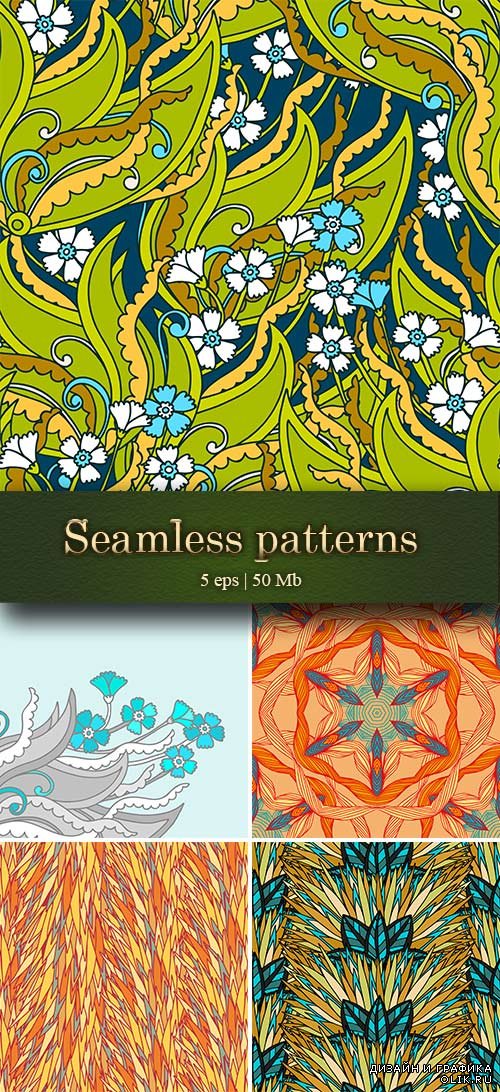 Floral and abstract seamless patterns and Floral card - Цветочные и абстрактные бесшовные модели и цветочная карта