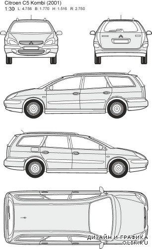 Автомобили Citroen - векторные отрисовки в масштабе