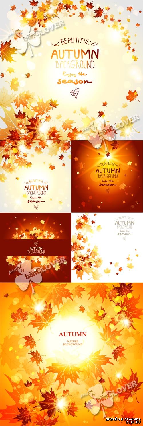 Autumn cards with yellow and orange maple leaves 0591