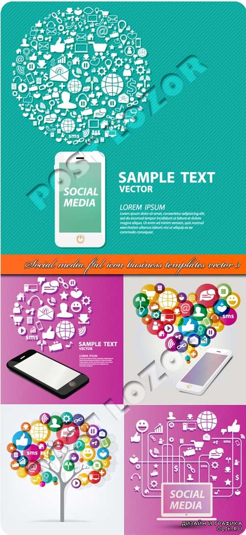 Social media ftal icon business templates vector 3
