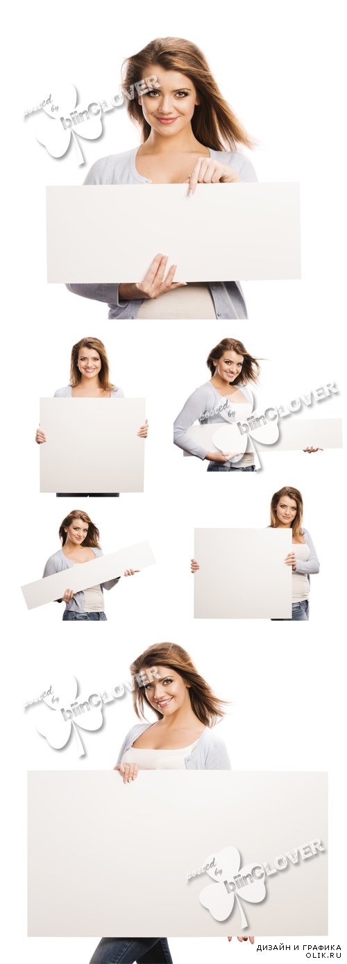 Woman with blank banner 0592