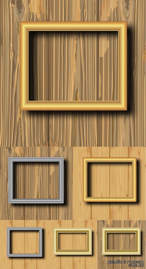 Frames on wood - Рамки на деревянном фоне