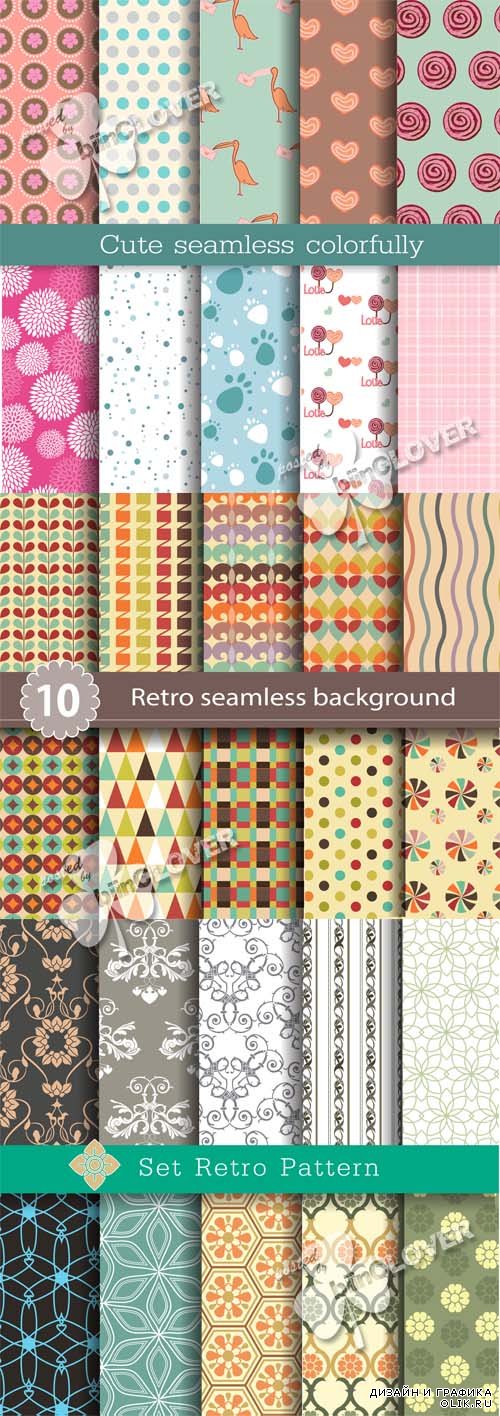 Retro seamless pattern set 0594