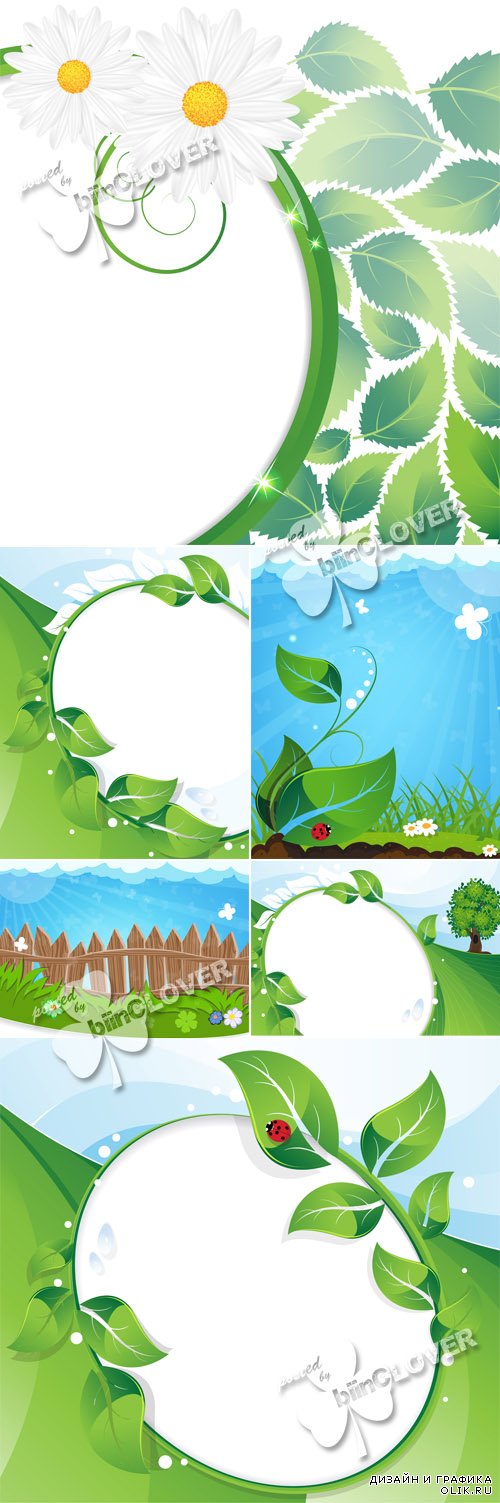 Summer backgrounds with green leaves and ladybug 0595