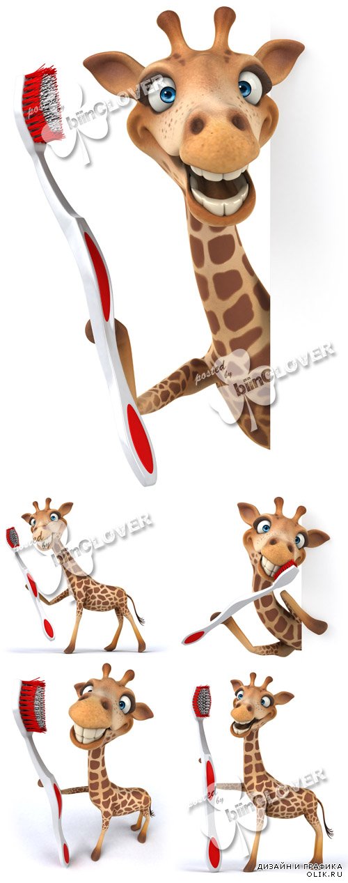 Funny giraffe with toothbrush 0597
