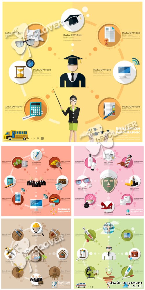 Modern social infographics flat icons 0597