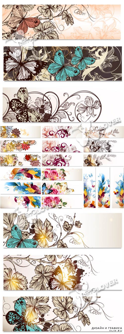 Banners with floral elements 0599
