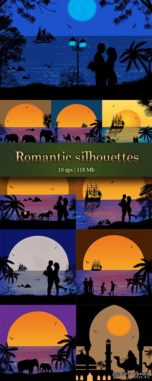 Romantic silhouette against the sunset at the sea - Романтические силуэты на фоне заката у моря