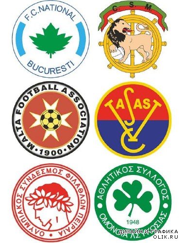 Логотипы футбольных команд: Греция, Кипр, Венгрия, Мальта, Португалия, Румыния