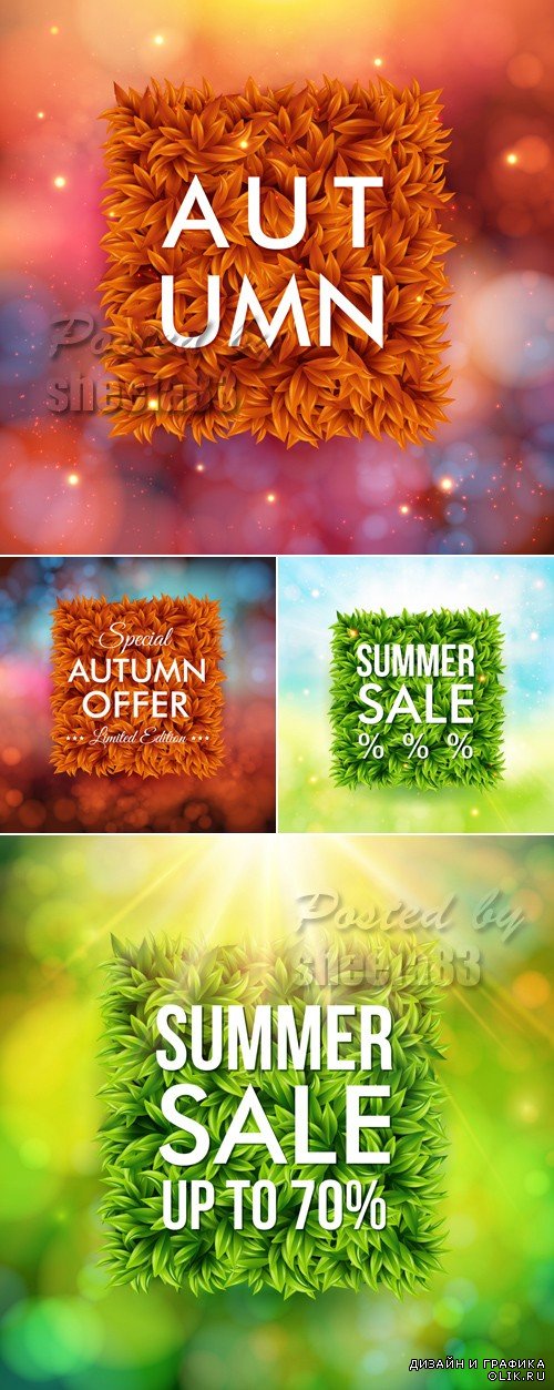 Autumn & Summer Sale Banners Vector
