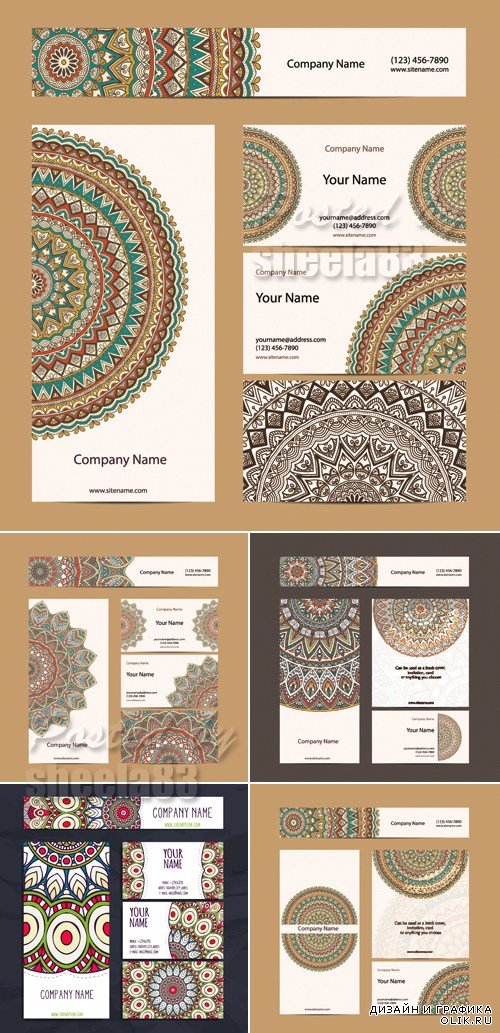 Ethnic Style Cards Vector