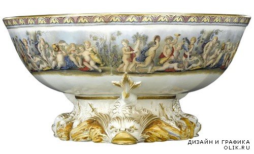 Изысканный антиквариат - посуда и вазы на прозрачном фоне