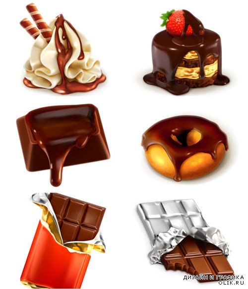 Realistic chocolate creative vector set