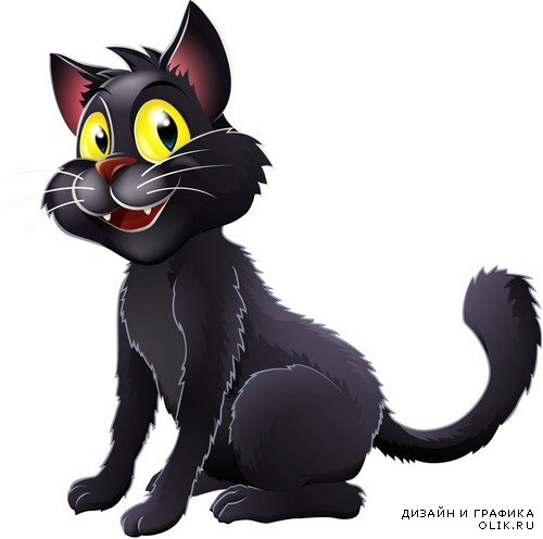 Чёрный кот - клипарт на прозрачном фоне