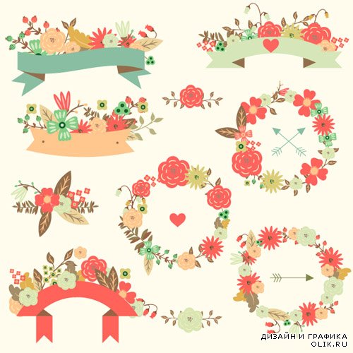 Vector Wedding Flowers Collection Set 2