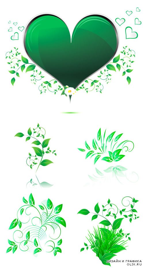 Зеленые цветочные узоры в векторе