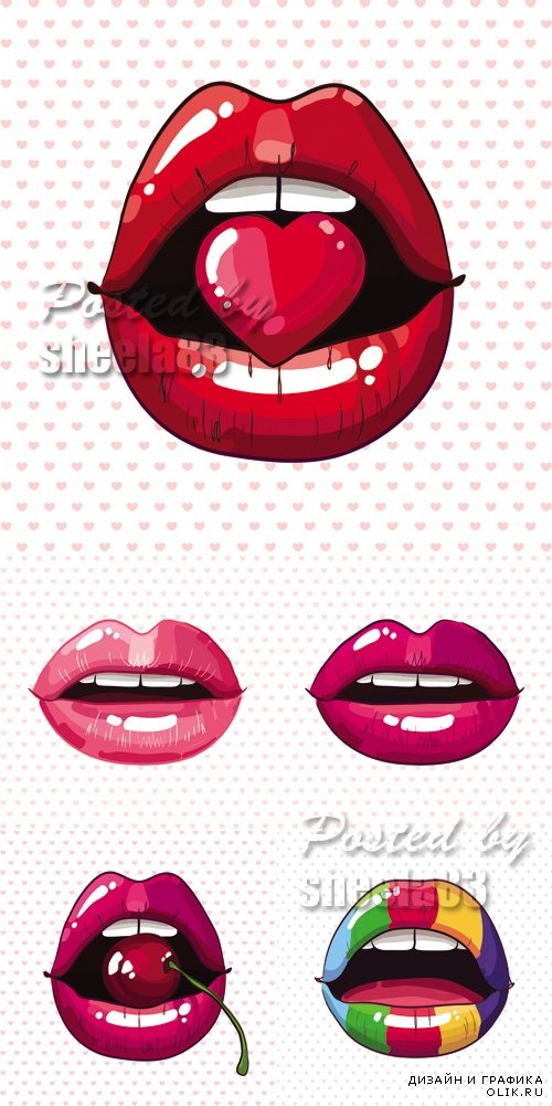 Red & Pink Lips Vector