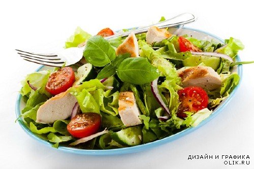 Овощной салат на белом фоне (подборка фото)