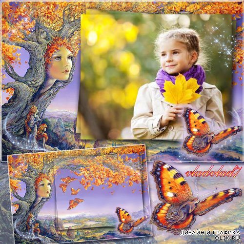 Детская рамка для фотошопа - Золотая осень сказку расскажи