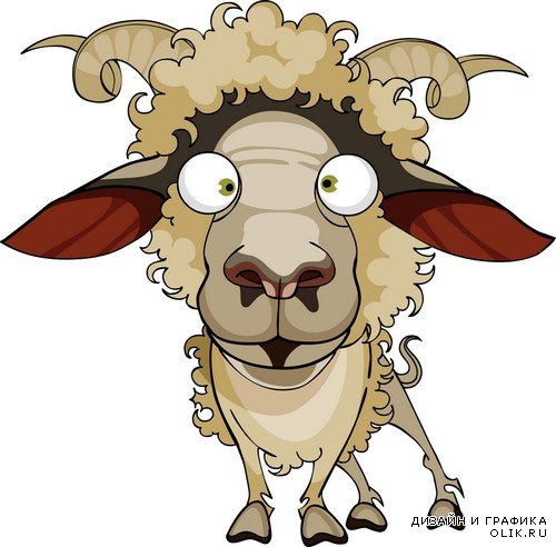 Символ 2015 - козы и овцы на прозрачном фоне