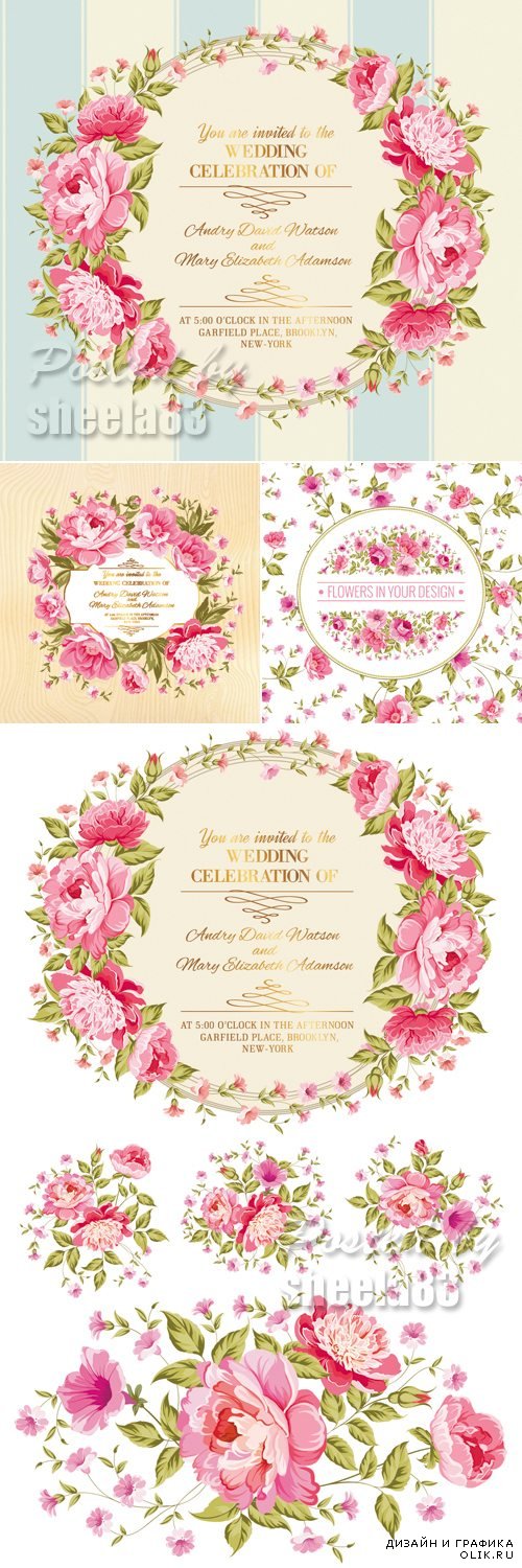 Wedding Floral Backgrounds Vector