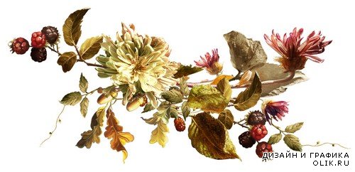Винтажная осень - рамки и кластеры с листьями и цветами в винтажном стиле