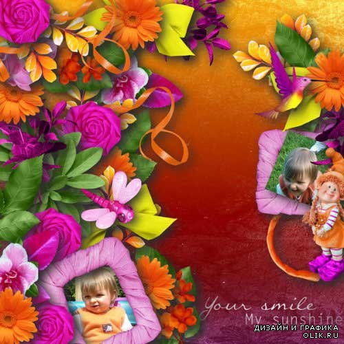 Яркий цветочный скрап-комплект - Цветочная симфония