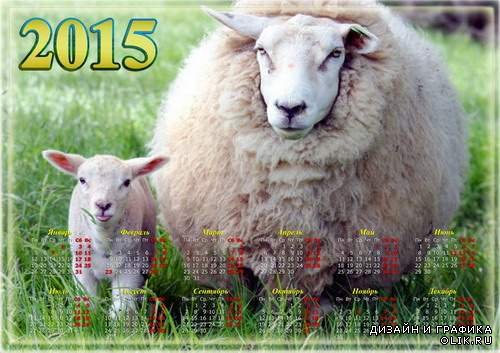 Настенный календарь на 2015 год с овечками