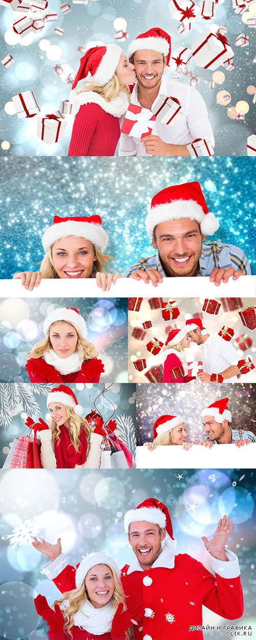 A festive Christmas composition of a young couple