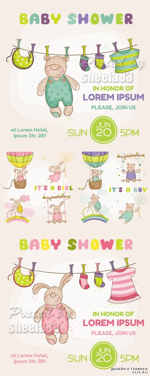 Baby Shower Cards Vector 2