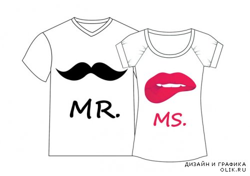 Принты для парных футболок «Mr/MS»