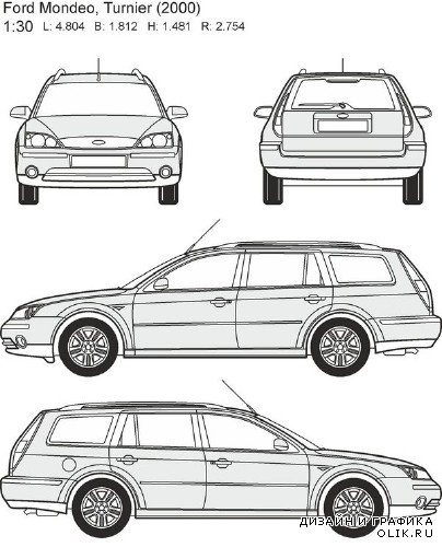 Автомобили Ford - векторные отрисовки в масштабе
