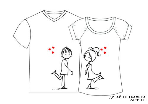 Принты для парных футболок «Влюбленная парочка»
