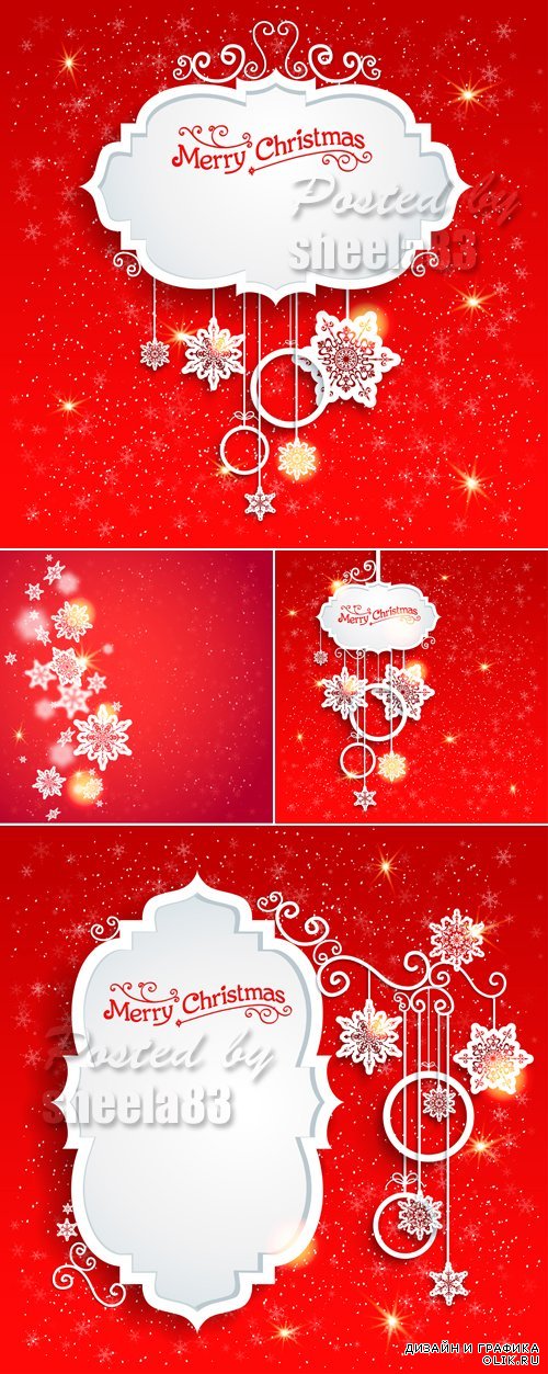Red Christmas Backgrounds Vector 5