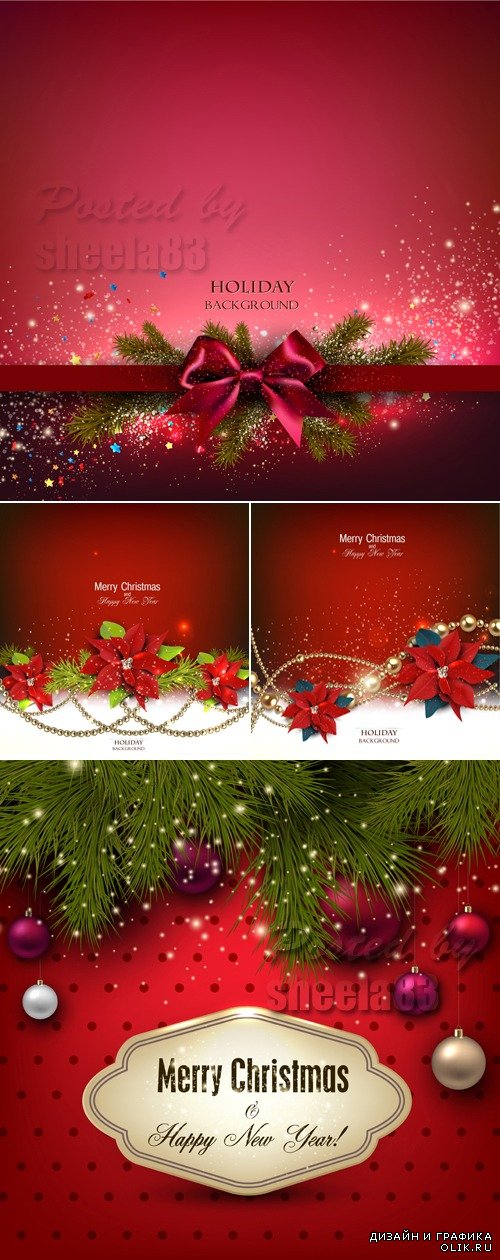 Red Christmas Backgrounds Vector 6