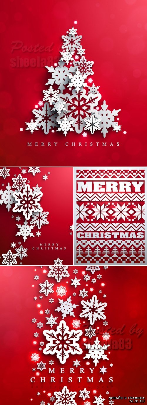 Red Christmas Backgrounds Vector 7