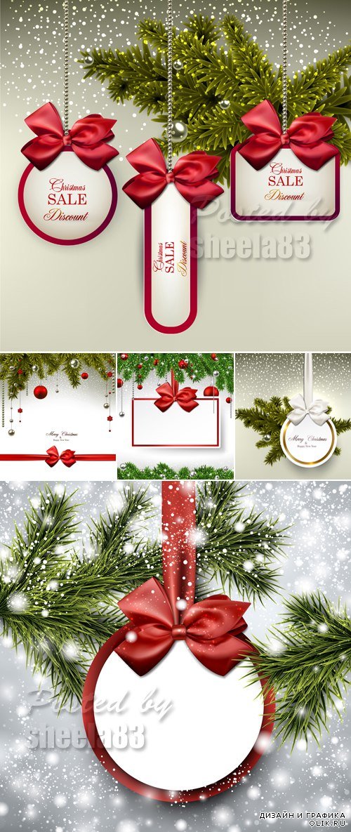 Christmas & New Year 2015 Cards Vector 3