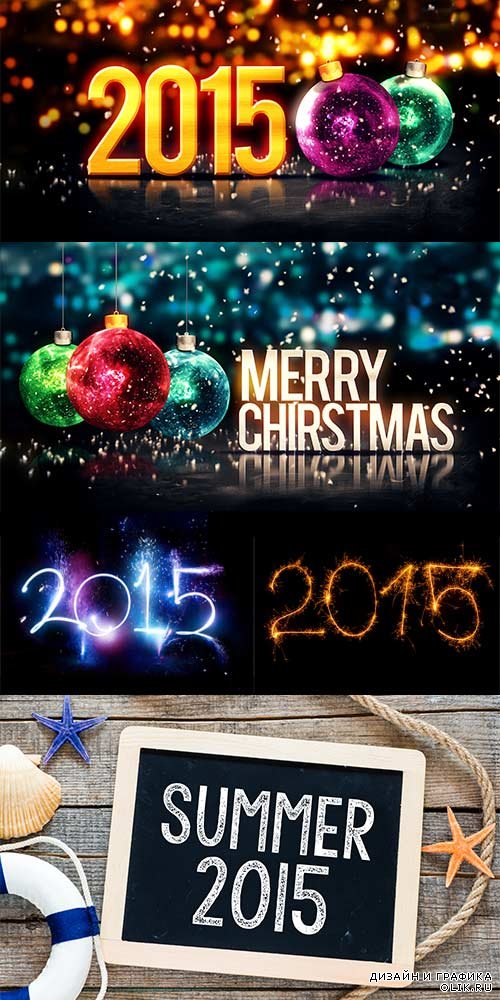 Праздничные новогодние фоны 2015 - растровый клипарт